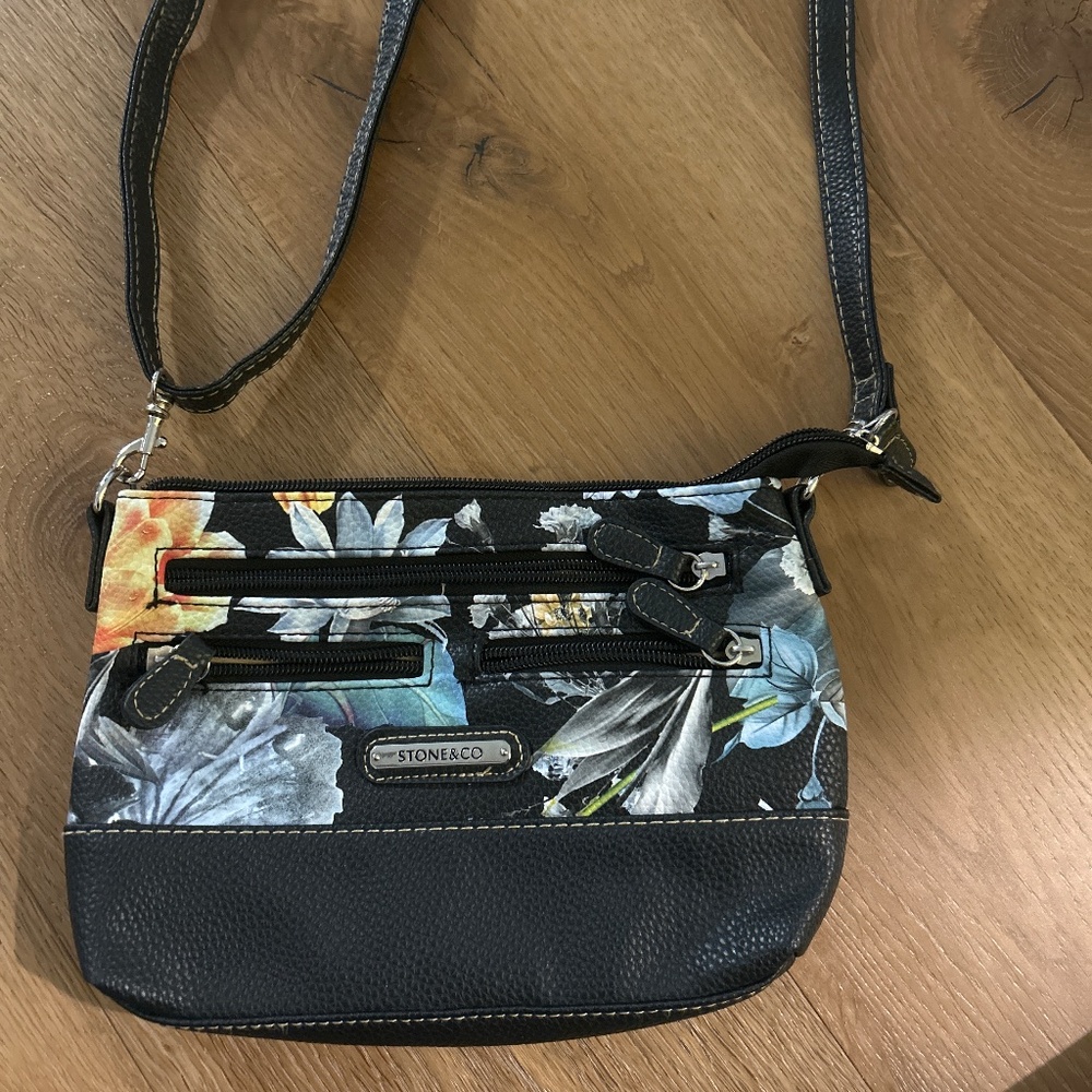 black flower purse